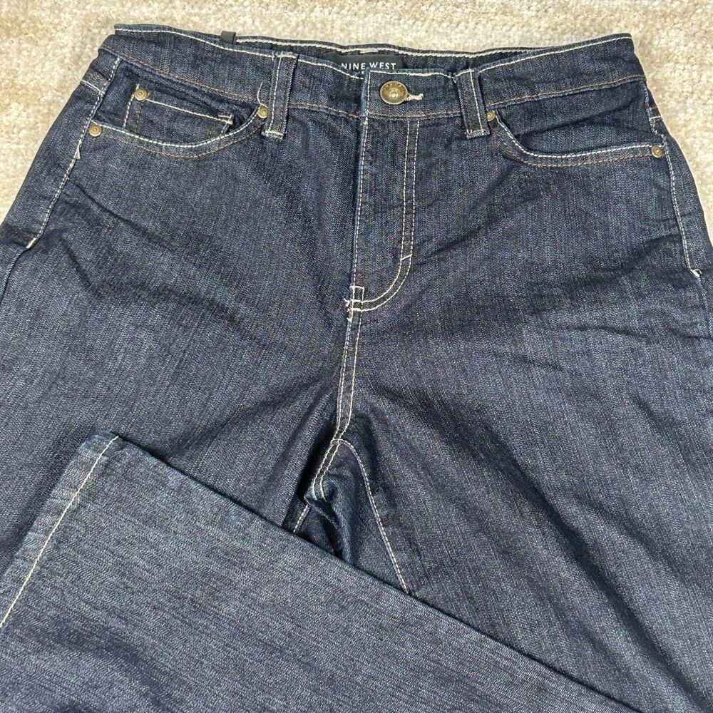 Nine West Jeans Womens 6 Dark Indigo‎ Straight Leg Stretch Denim Casual Pants